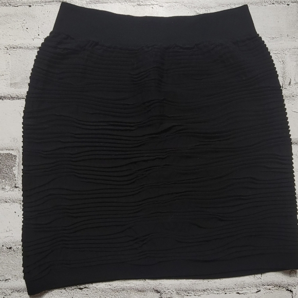 ORANGE Fashion Village Black Stretchy Ribbed Mini Skirt - Picture 2 of 4